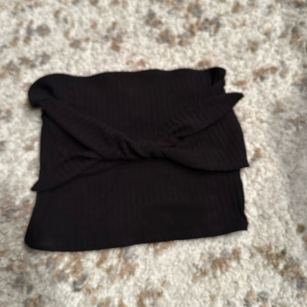 Black tube top with adjustable bow or tie